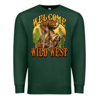 Sports Green Welcome to the wild west Cowboy boots Premium Sweatshirt - HowdyJamesFarm
