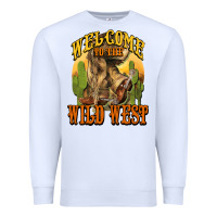 White Welcome to the wild west Cowboy boots Premium Sweatshirt - HowdyJamesFarm