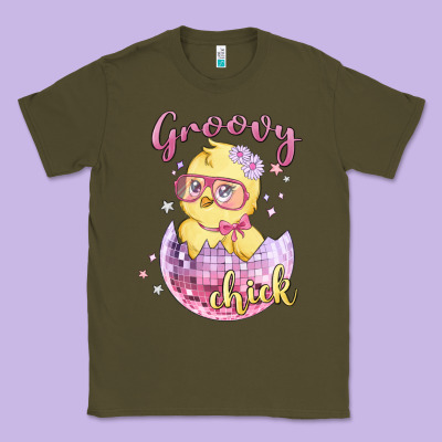 Groovy Chick Easter Classic Tee Designed By Maliassmallbusiness