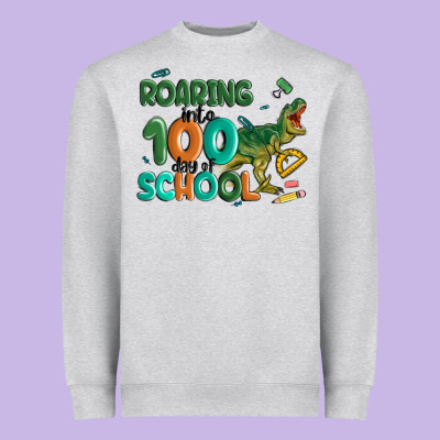 Roaring Into 100 Day Of School Heavyweight Sweatshirt Designed By Maliassmallbusiness