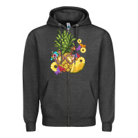 Charcoal Heather pineapple enjoying Zipper Hoodie - BarkalooDesign
