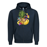 Navy pineapple enjoying Zipper Hoodie - BarkalooDesign