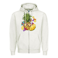 Oatmeal Heather pineapple enjoying Zipper Hoodie - BarkalooDesign