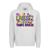 Dove Grey Loissez les bon temps rouler with balloon Premium Hoodie - HowdyJamesFarm