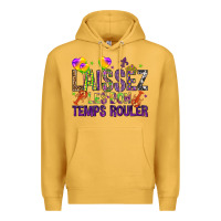 Mustard Loissez les bon temps rouler with balloon Premium Hoodie - HowdyJamesFarm