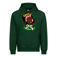 Forest Green black gamer girl Urban Hoodie - FaDigitalArtStudio