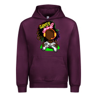 Mauve Wine black gamer girl Urban Hoodie - FaDigitalArtStudio