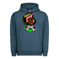 Pigment Midnight Navy black gamer girl Urban Hoodie - FaDigitalArtStudio
