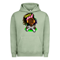 Pigment Oil Green black gamer girl Urban Hoodie - FaDigitalArtStudio