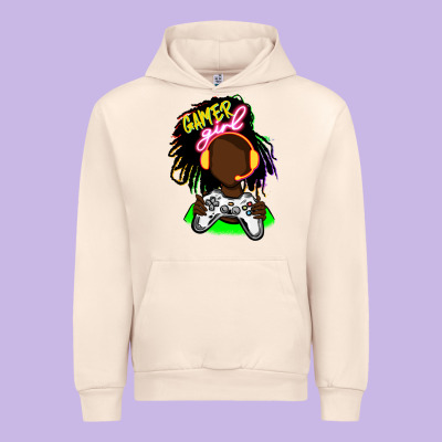 Black Gamer Girl Urban Hoodie Designed By Fadigitalartstudio