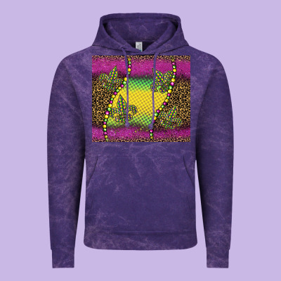 Mardi Gras  Leopard Pink Glitter Vintage Hoodie Designed By Barkaloodesign