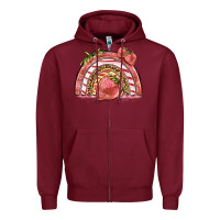 Burgundy strawberry rainbow Zipper Hoodie - BarkalooDesign