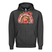 Charcoal Heather strawberry rainbow Zipper Hoodie - BarkalooDesign