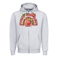 Heather Grey strawberry rainbow Zipper Hoodie - BarkalooDesign