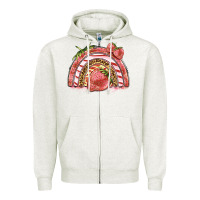 Oatmeal Heather strawberry rainbow Zipper Hoodie - BarkalooDesign
