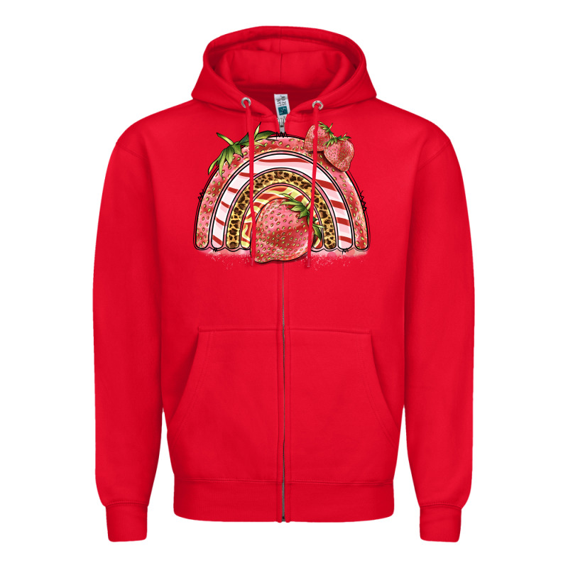 Strawberry Rainbow Zipper Hoodie by BarkalooDesign | Teevron
