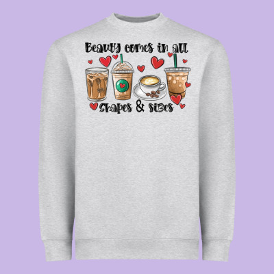 Beauty Comes In All Shapes And Sizes Coffee Heavyweight Sweatshirt Designed By Maliassmallbusiness