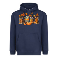 Navy Fall coffee cups Heavyweight Hoodie - NancyCooperArtShop