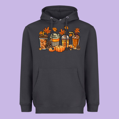 Fall Coffee Cups Heavyweight Hoodie Designed By Nancycooperartshop