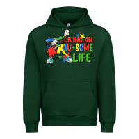 Forest Green Living an au-some life Autism Awareness Day Urban Hoodie - FaDigitalArtStudio