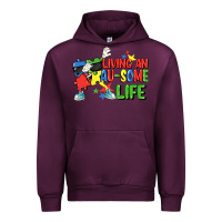 Mauve Wine Living an au-some life Autism Awareness Day Urban Hoodie - FaDigitalArtStudio