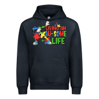 Navy Living an au-some life Autism Awareness Day Urban Hoodie - FaDigitalArtStudio