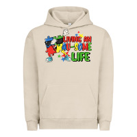 Pigment French Oak Living an au-some life Autism Awareness Day Urban Hoodie - FaDigitalArtStudio