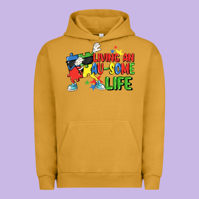 Living An Au-some Life Autism Awareness Day Urban Hoodie Designed By Fadigitalartstudio