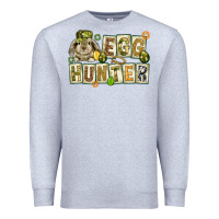 Heather Grey Egg hunter with plate letters Easter Day Premium Sweatshirt - HowdyJamesFarm