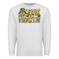 Oatmeal Heather Egg hunter with plate letters Easter Day Premium Sweatshirt - HowdyJamesFarm