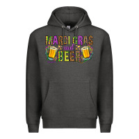 Charcoal Heather Mardi Gras and beer Premium Hoodie - HowdyJamesFarm