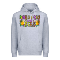 Heather Grey Mardi Gras and beer Premium Hoodie - HowdyJamesFarm