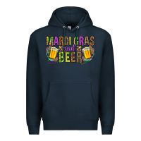 Navy Mardi Gras and beer Premium Hoodie - HowdyJamesFarm