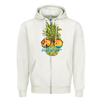 Oatmeal Heather pineapple summer Zipper Hoodie - BarkalooDesign