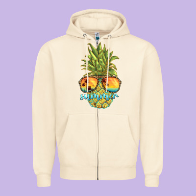 Pineapple Summer Zipper Hoodie Designed By Barkaloodesign
