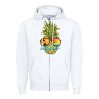 White pineapple summer Zipper Hoodie - BarkalooDesign