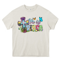 Cream Easter Day He is risen Heavy Core Tee - OliviaCreatesArt