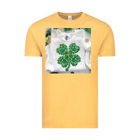 Vintage Mustard shamrock patterned clothing Vintage Tee - MaliasSmallBusiness