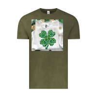 Vintage Olive shamrock patterned clothing Vintage Tee - MaliasSmallBusiness