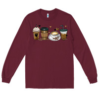 Burgundy coffee latte coffee cups Long Sleeve Tee - MaliasSmallBusiness
