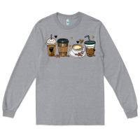 Heather Grey coffee latte coffee cups Long Sleeve Tee - MaliasSmallBusiness