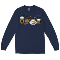 Navy coffee latte coffee cups Long Sleeve Tee - MaliasSmallBusiness
