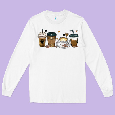Coffee Latte Coffee Cups Long Sleeve Tee Designed By Maliassmallbusiness
