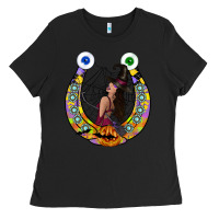 Black Halloween Horseshoe Ladies Tee - CowhideDigitalArt