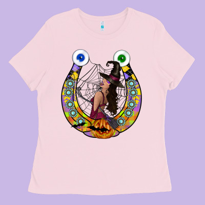 Halloween Horseshoe Ladies Tee Designed By Cowhidedigitalart
