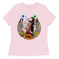 Bubblegum Pink Halloween Horseshoe Ladies Tee - CowhideDigitalArt