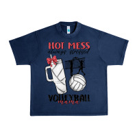 Navy hot mess always stressed volleyball mama Urban Heavy Tee - MaliasSmallBusiness
