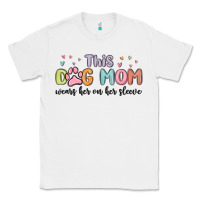 White this dog mom wears her heart on her sleeve Classic Tee - MaliasSmallBusiness