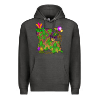 Charcoal Heather Louisiana Map Mardi Gras Premium Hoodie - HowdyJamesFarm