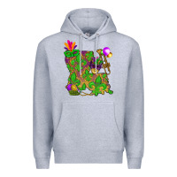 Heather Grey Louisiana Map Mardi Gras Premium Hoodie - HowdyJamesFarm